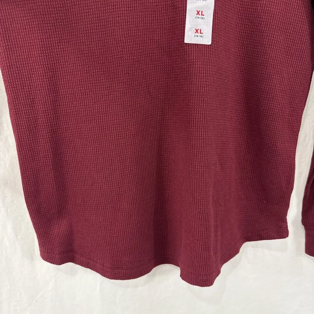 Old Navy Kids Unisex Long Sleeve Red Waffleknit Shirt Size XL 14/16 Outdoor